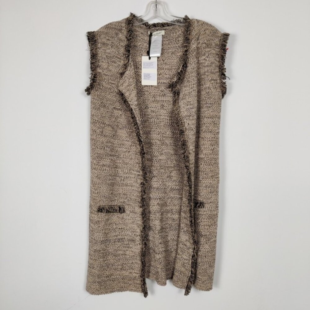 Cocogio Italian Knit Fringe Vest One Size Cotton Bohemian Old Money Quiet Luxury